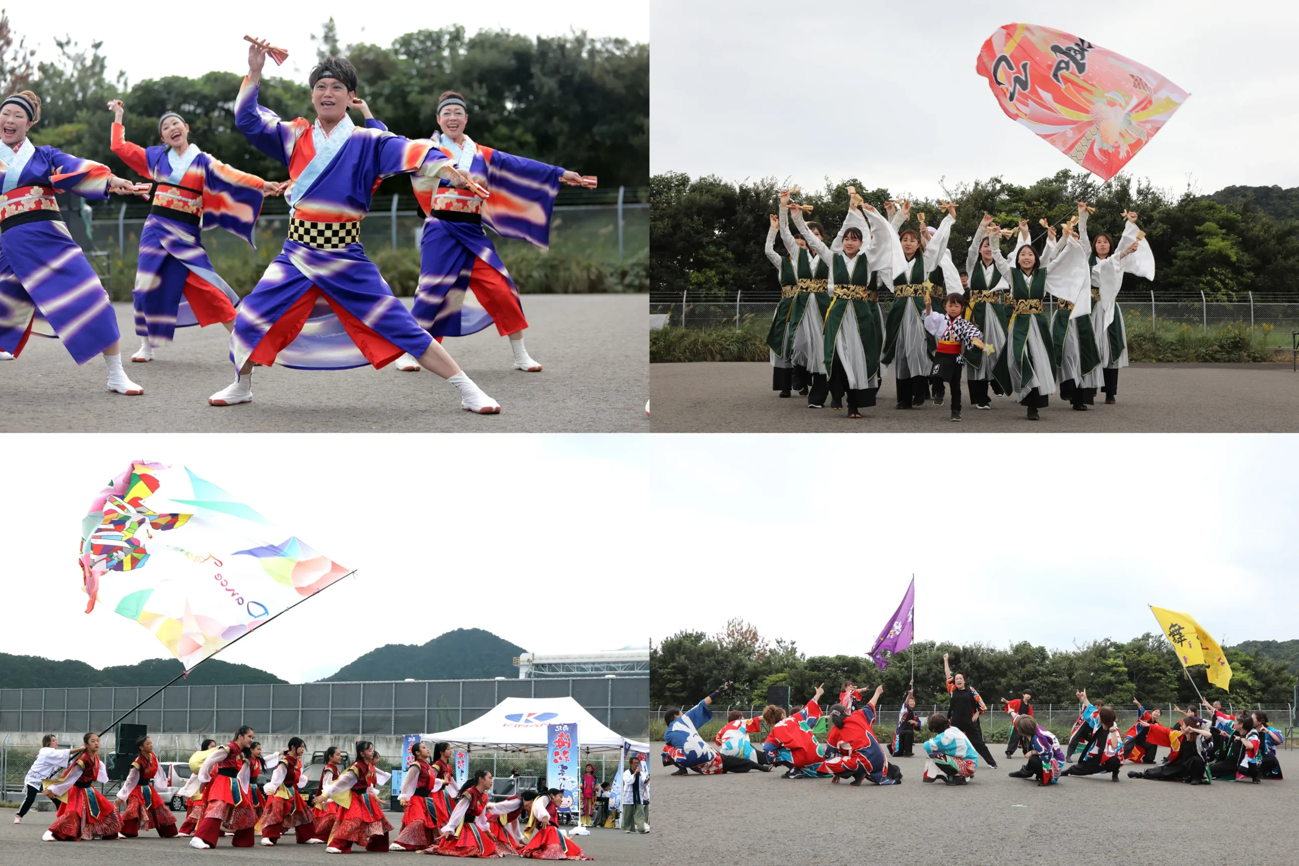 祭りで躍動感あふれるパフォーマンスを披露するチームの様子